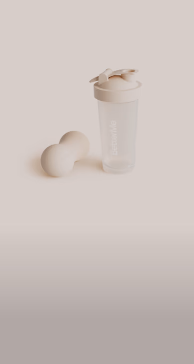 BetterMe branded shaker bottle and peanut massage ball from the corporate fitness equipment range